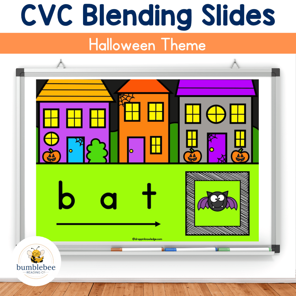 Halloween Phonics CVC Words Blending Slides