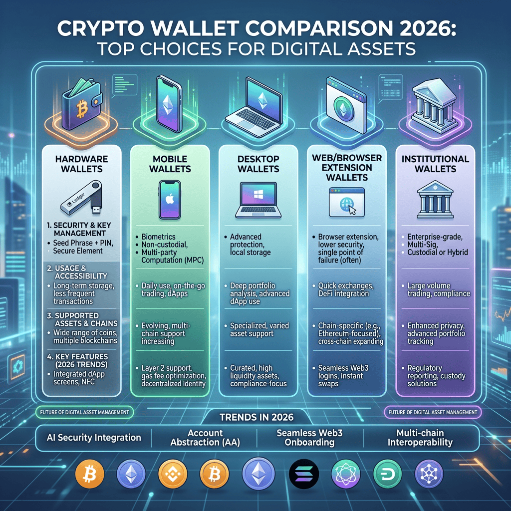 Krypto Wallet Vergleich 2026: Ledger, Trezor, MetaMask, Phantom & Bitget – welche passt zu dir?