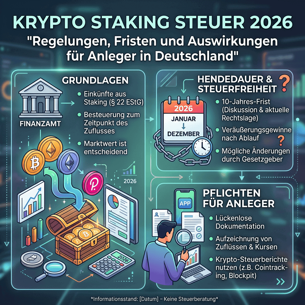 Krypto Staking Steuer 2026: Freigrenze 256 €, Liquid Staking, DeFi & die Liquiditätsfalle erklärt