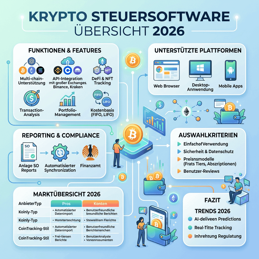Krypto Steuersoftware Vergleich 2026: CoinTracking vs. Blockpit vs. Koinly vs. Waltio – welche lohnt sich?