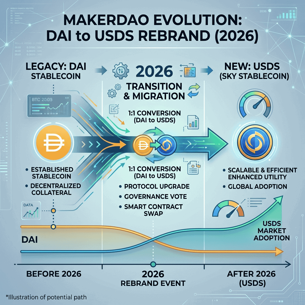 DAI Stablecoin Analyse 2026: MakerDAO wird Sky, DAI wird USDS – was Anleger jetzt wissen müssen