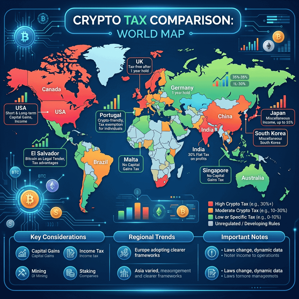 Krypto Steuern Ländervergleich 2026: In welchem Land zahlt man am wenigsten auf Bitcoin-Gewinne?