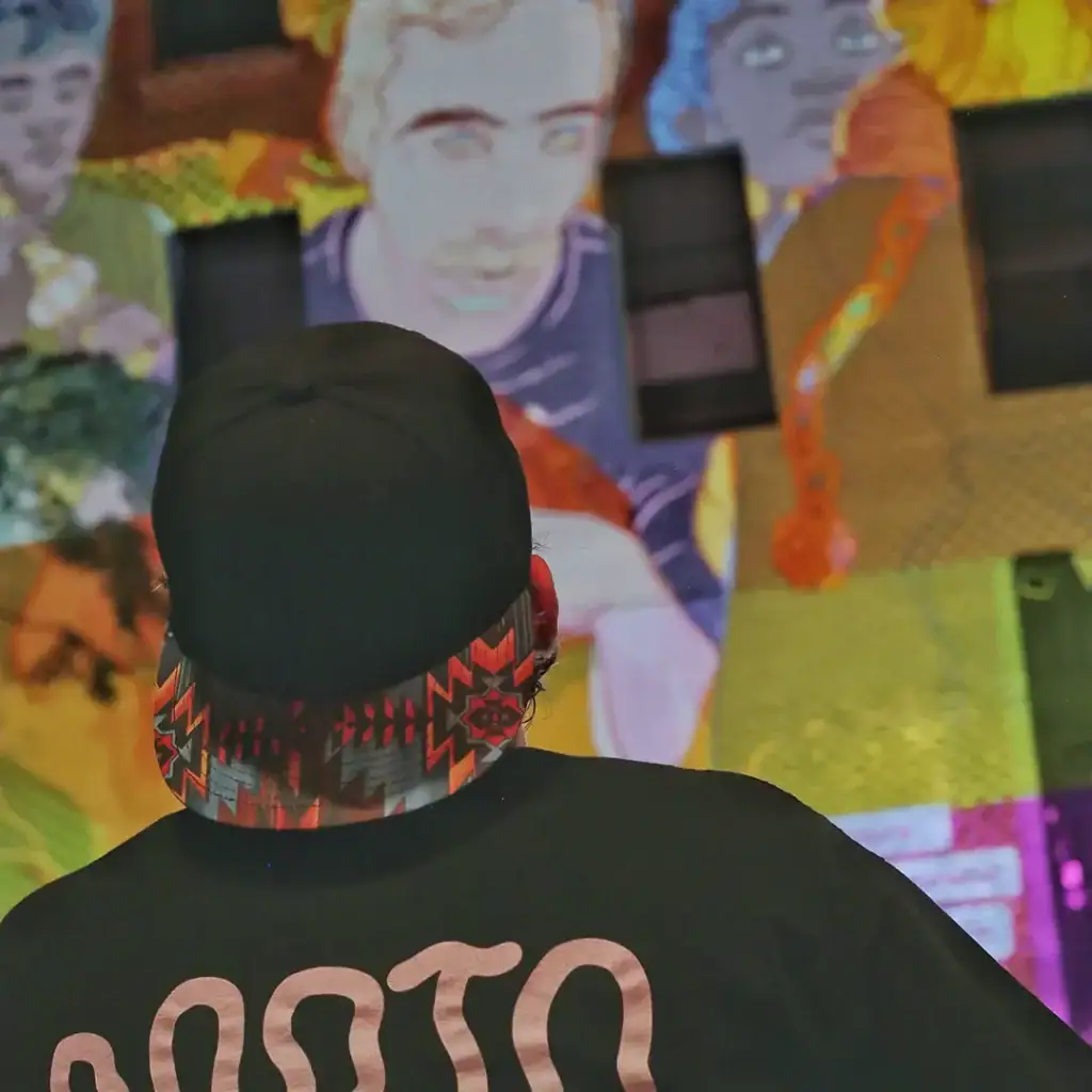 Digital artist creating street art projection mapping