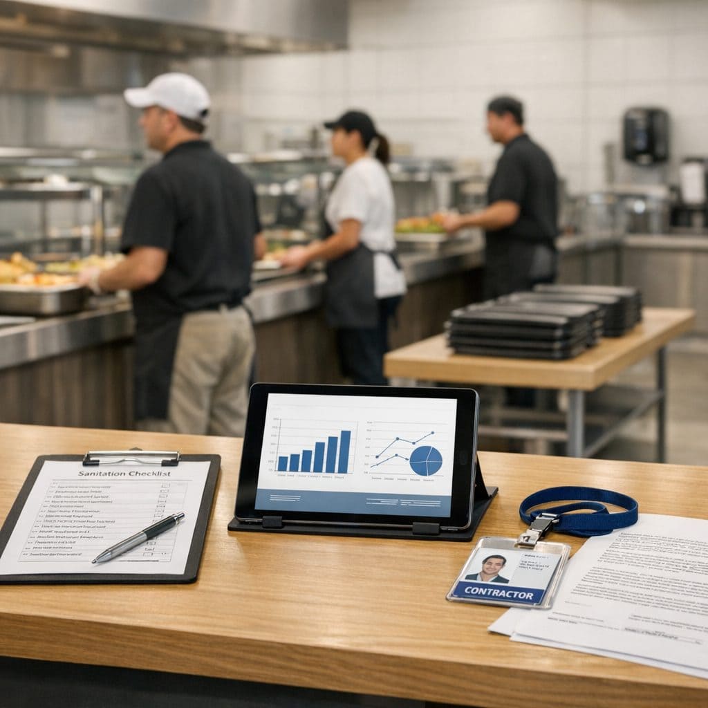 Restaurante corporativo terceirizado com tablet, indicadores e operação
