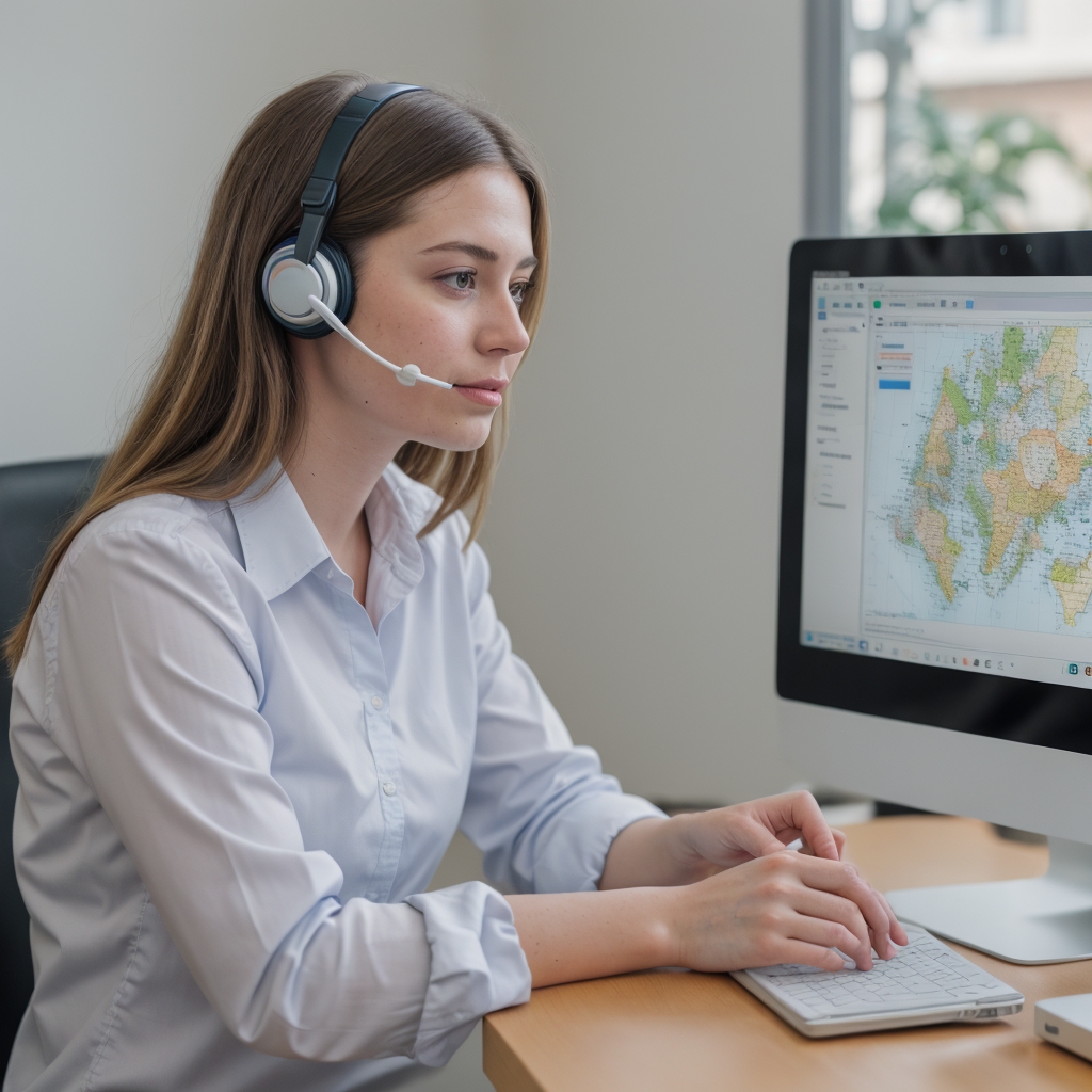 customer service person on computer