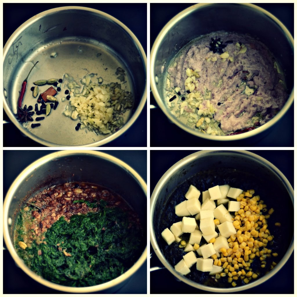 palak paneer and corn
