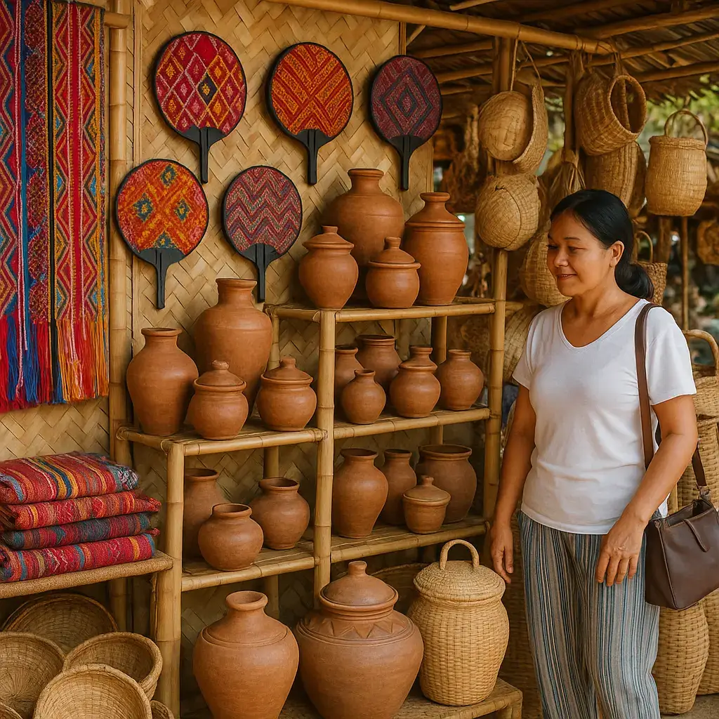 A photo of a Local market selling Filipino Traditional Crafts.