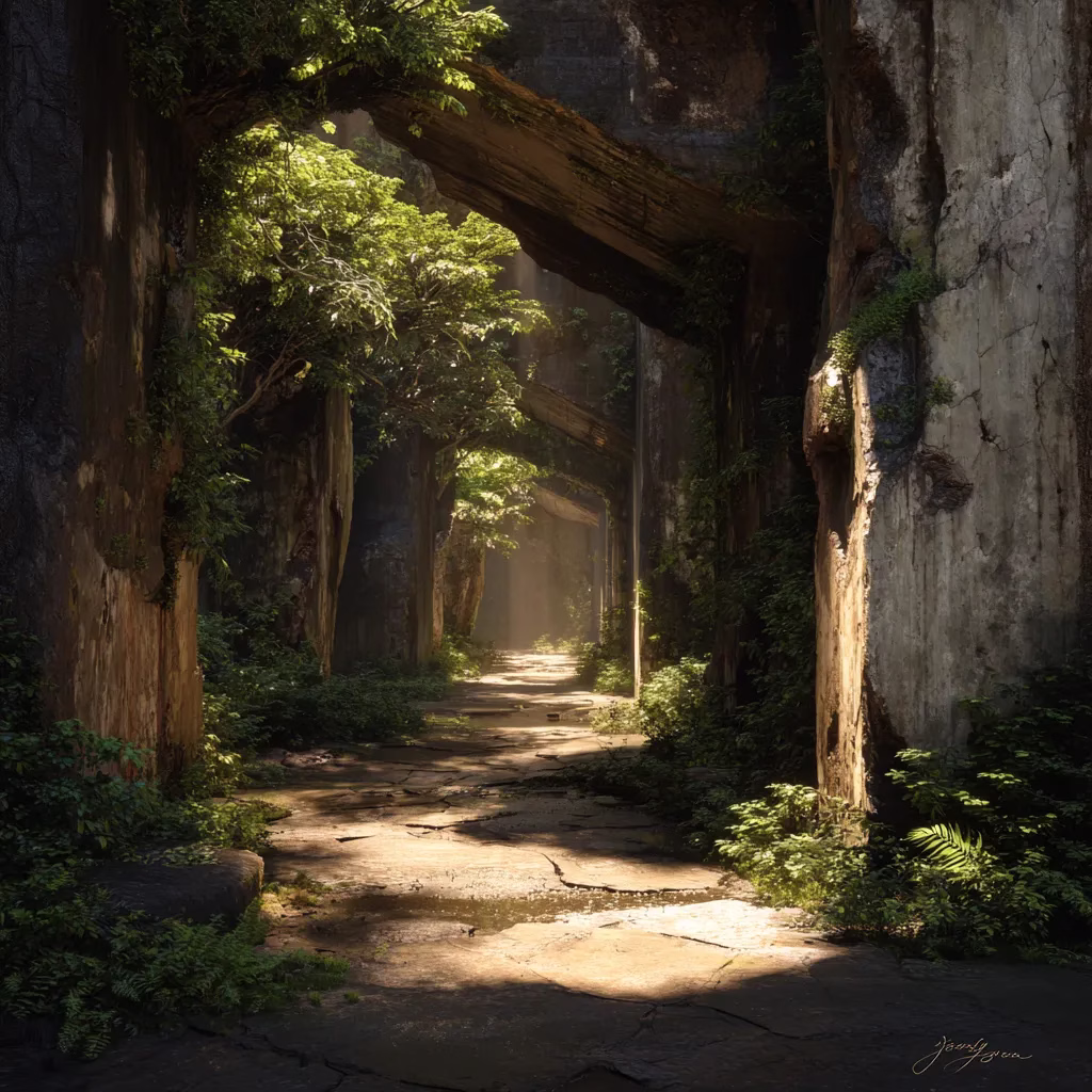 Corregidor Island ruins path healing journey spiritual reconstruction Philippines WWII trauma recovery hope symbolism.