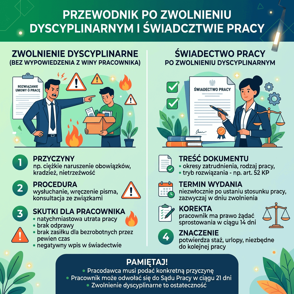 Zwolnienie dyscyplinarne a świadectwo pracy – co warto wiedzieć?