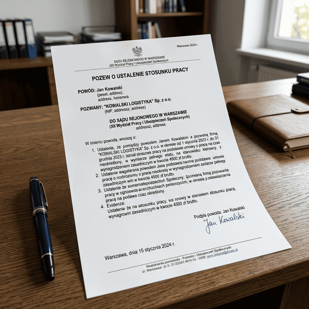 Pozew o ustalenie stosunku pracy – jak go napisać i gdzie złożyć?