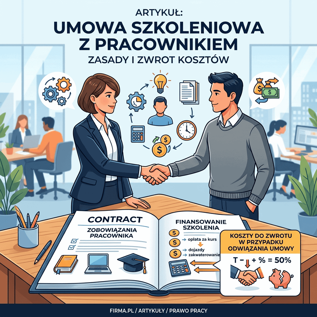 Podpisywanie umowy szkoleniowej między pracownikiem a pracodawcą.