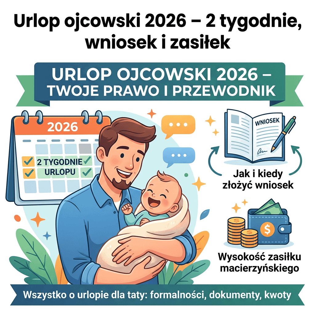 Urlop ojcowski 2026 – 2 tygodnie, wniosek i zasiłek