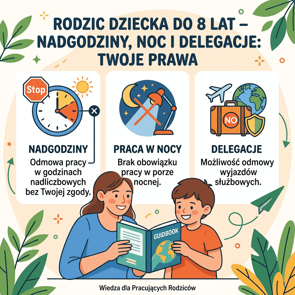 Rodzic dziecka do 8 lat – nadgodziny, noc i delegacje