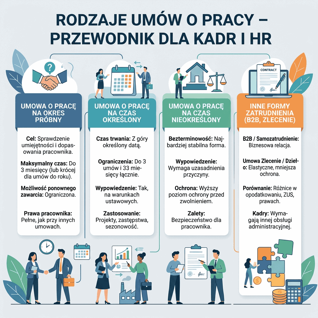 Rodzaje umów o pracę – przewodnik dla kadr i HR