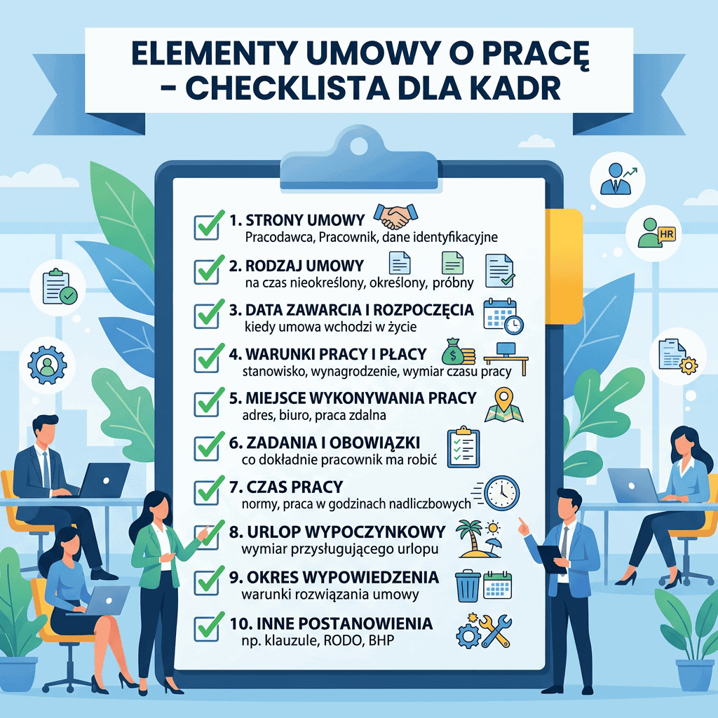 Elementy umowy o pracę – checklista dla kadr