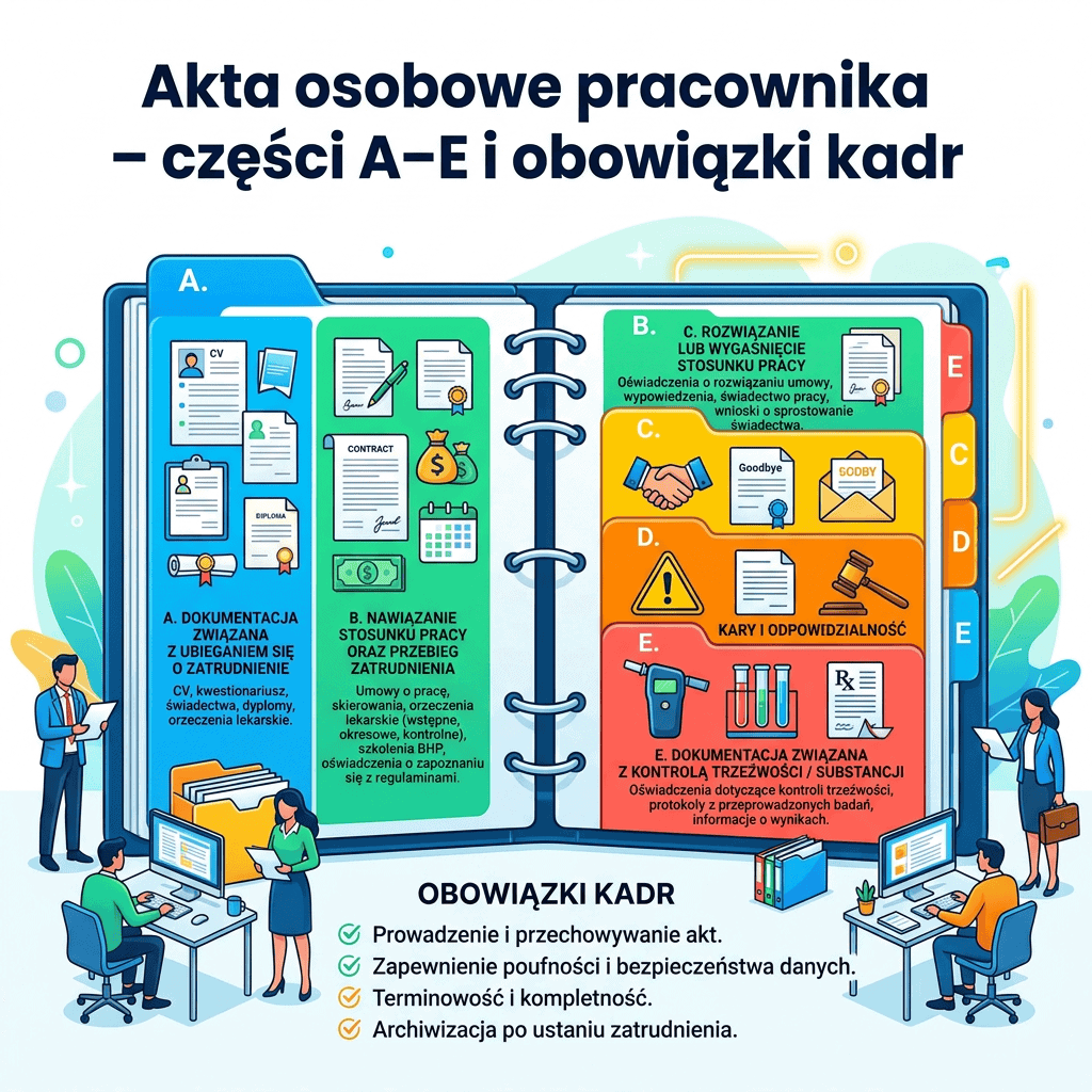 Akta osobowe pracownika – części A–E i obowiązki kadr