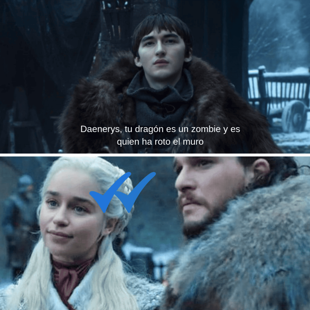Memes Juego de Tronos 8x01. Peli o Manta. Doble check azul