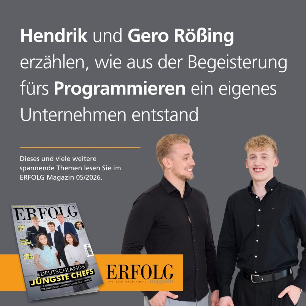 Hendrik und Gero R&ouml;&szlig;ing im Instagram-Beitrag des ERFOLG Magazins zum Interview in Ausgabe 05/2026