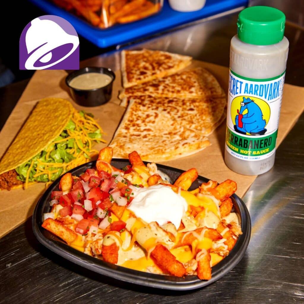 A plate of Secret Aardvark Nacho Fries