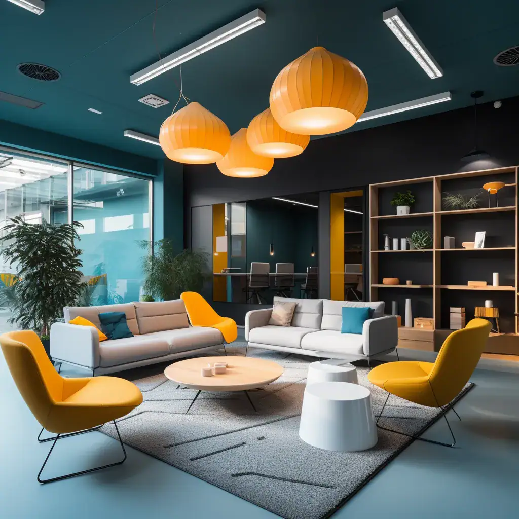 Office interior design in Pune – workstations, meeting room, reception branding