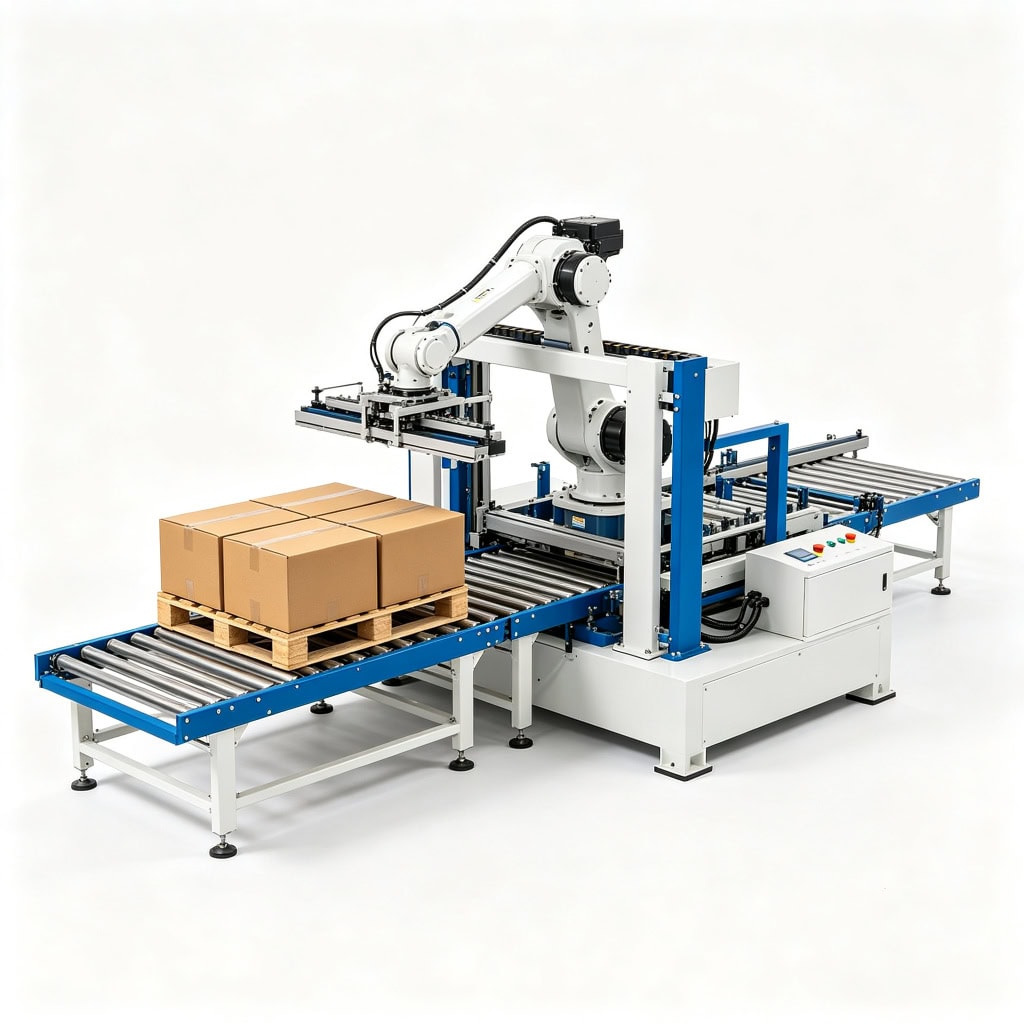 Compact carton palletizer with small footprint by SunAura Machinery