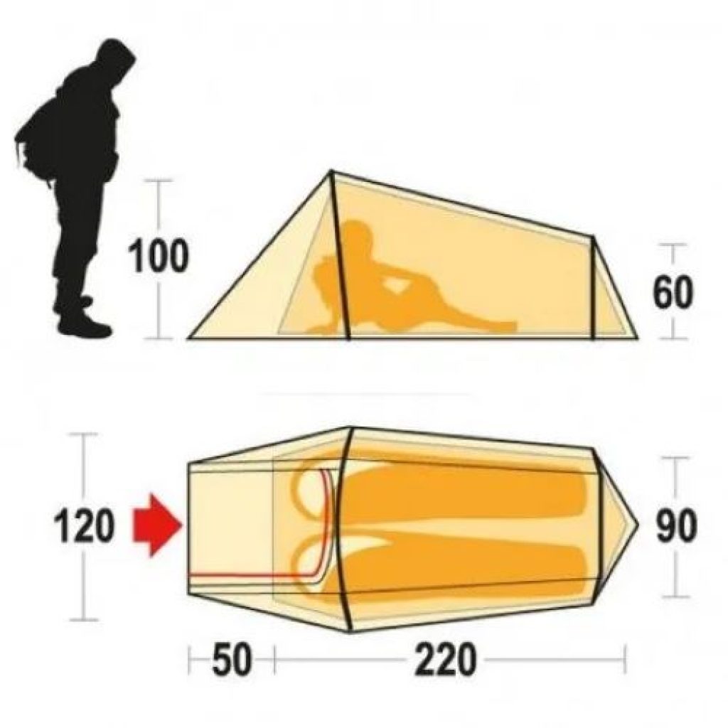 plan des dimensions de la tente Sling 2