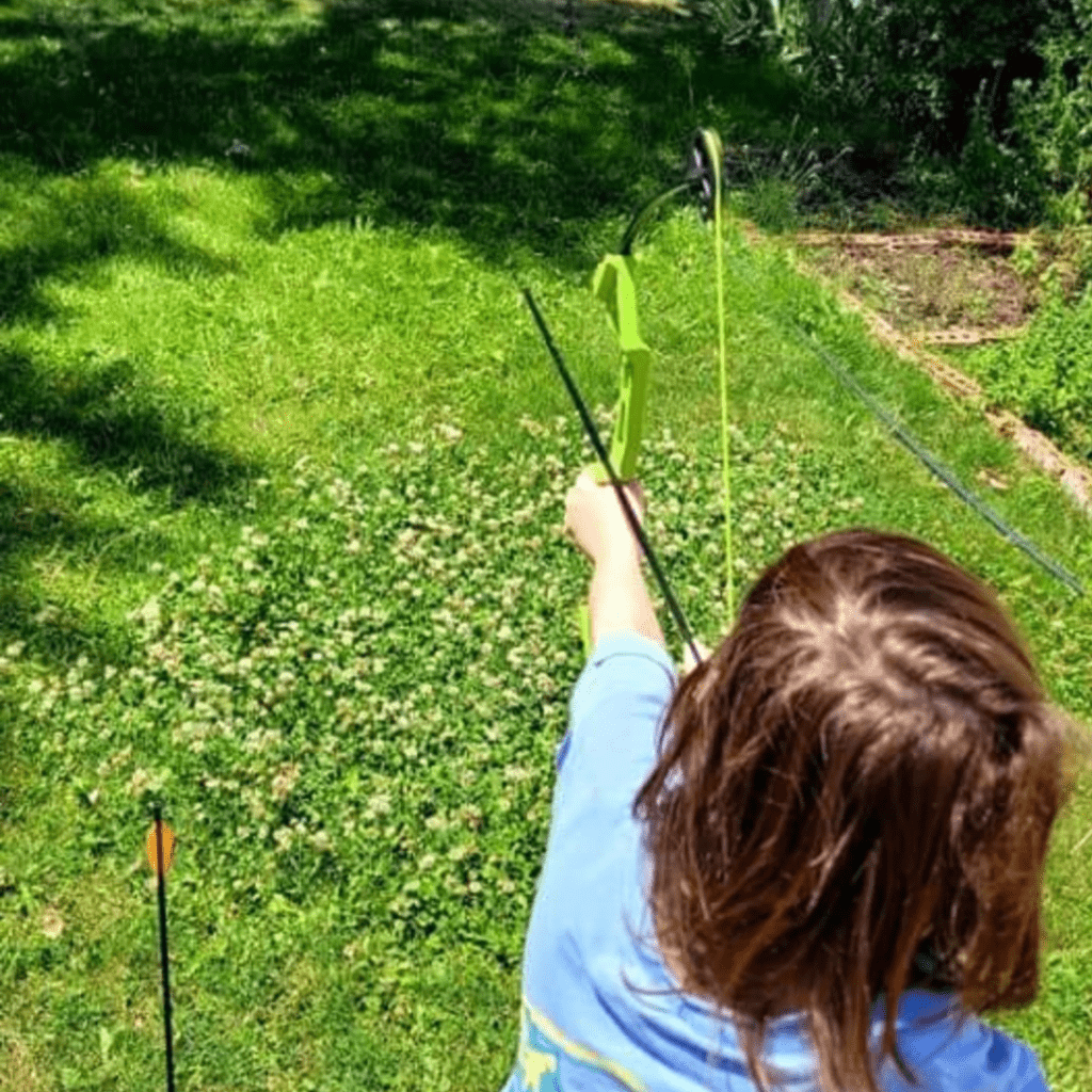 Image illustrates free summer boredom busters for kids like archery.