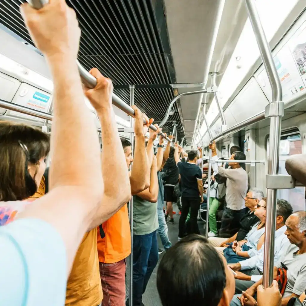 European Metro full of people at rush hour