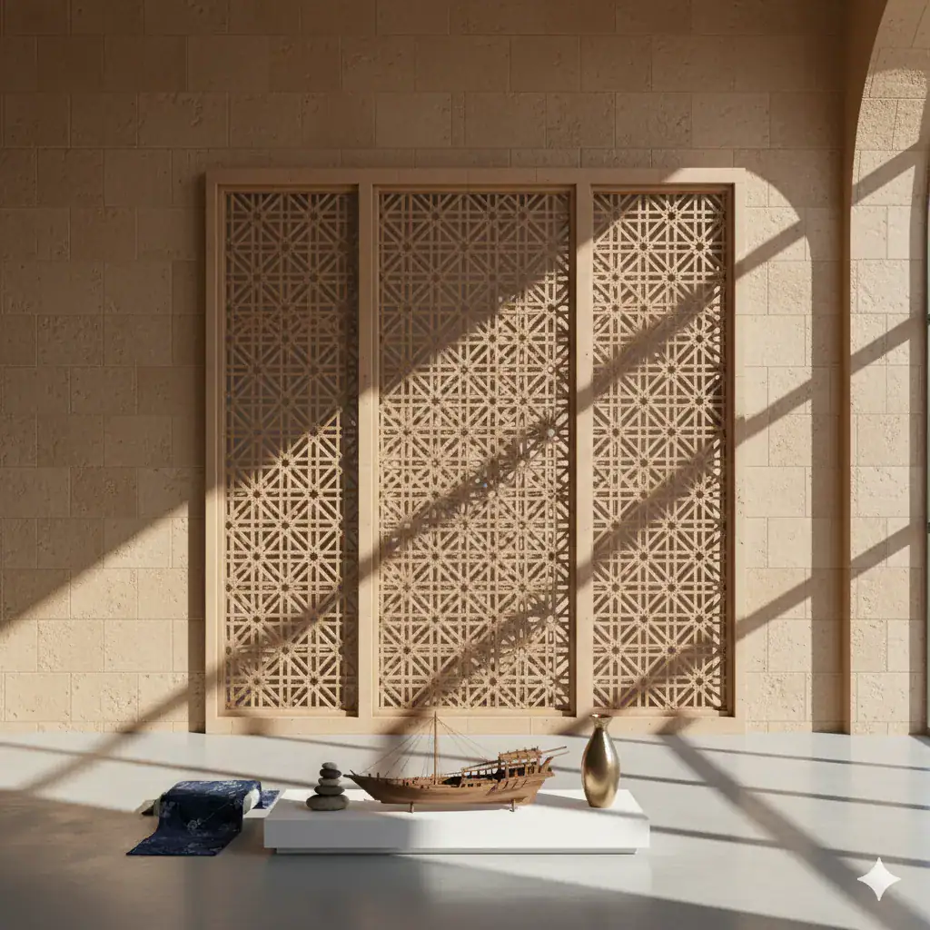 Geometric woven textile patterns in warm desert tones