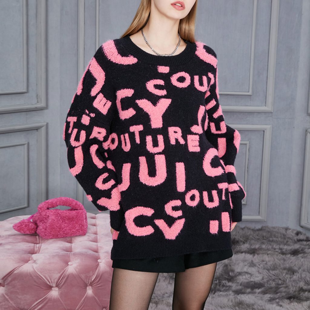 Custom Women's Letter Jacquard Sweater Terry Fabric