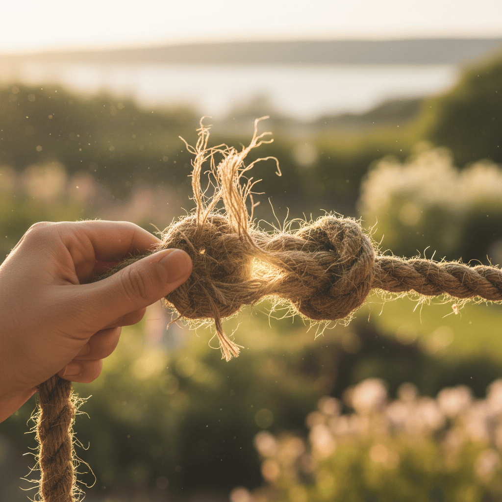 EIne Hand die ein Knoten im Seil löst