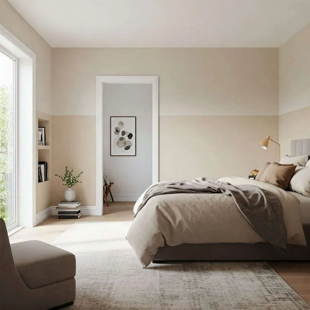 Modern minimalist bedroom with neutral color palette
