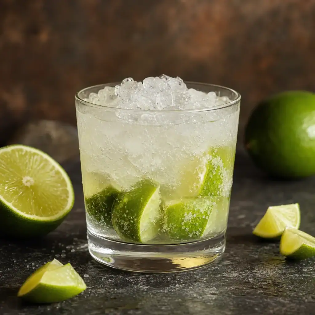 Marka ve ambalaj içermeyen misket limonlu Caipirinha kokteyli
