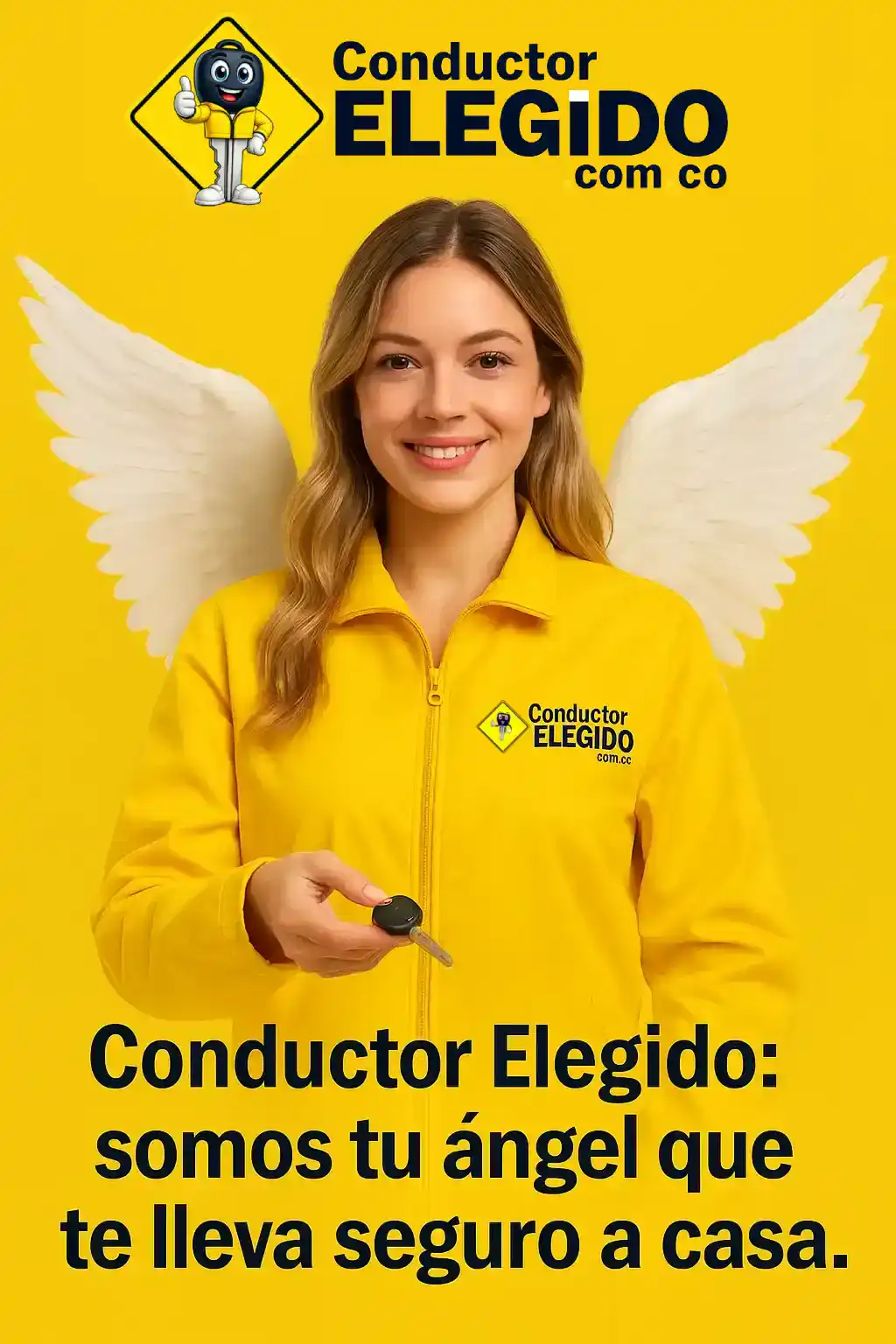 Conductor elegido con chaqueta amarilla conduciendo un vehículo mientras sonríe, concepto de seguridad y transporte seguro a casa
