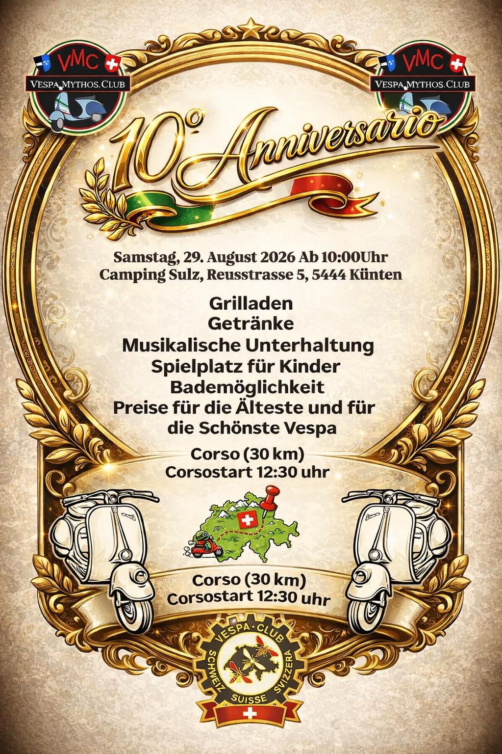 Vespa Mythos Club - 10-jähriges Jubiläum/ 10e anniversaire / 10° anniversario