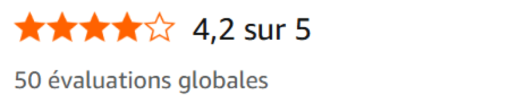 4,2 étoiles sur 5 sur amazon