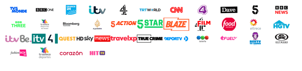 Logotipos de diversos canales de televisión internacionales.