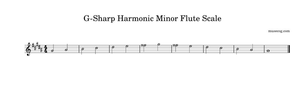 G-sharp (G#) harmonic minor scale on the flute