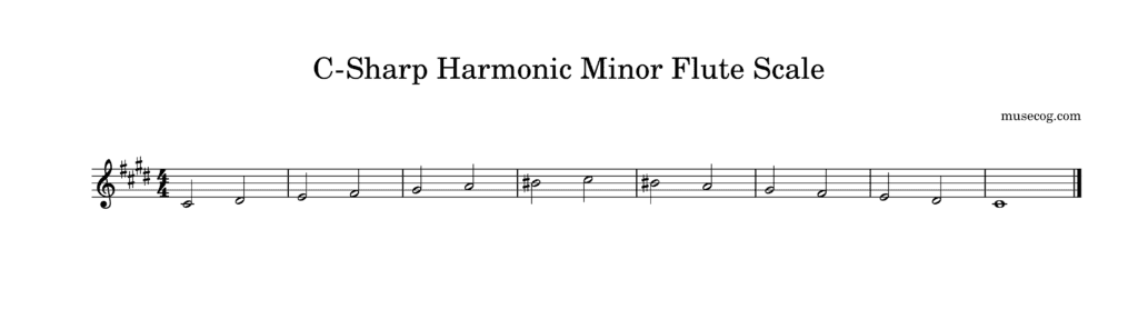 C-sharp harmonic minor scale for flute-1