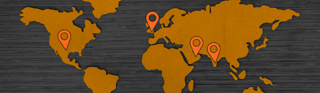 A map with locations pin pointed