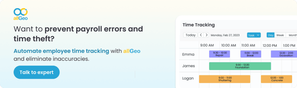 Construction Time tracking with allGeo