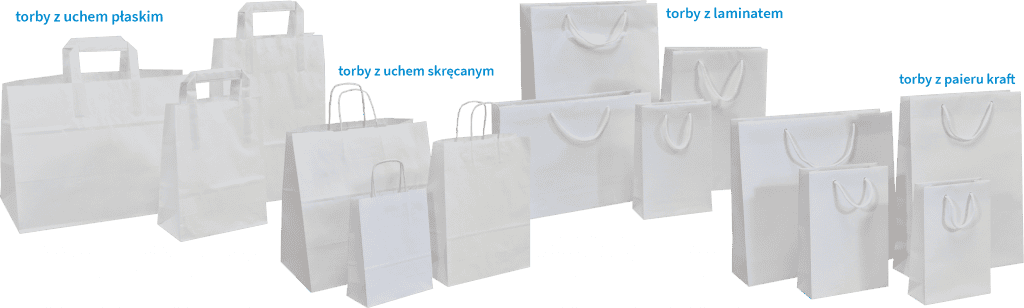 Torby papierowe białe, różne rodzaje