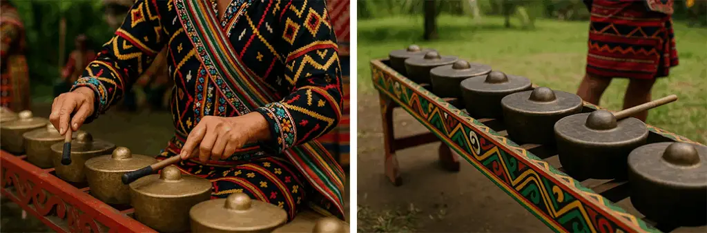 Kulintang player performing traditional Mindanao music in the Philippines.