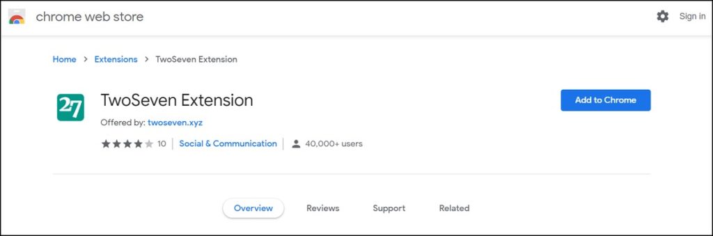TwoSeven Chrome Extension