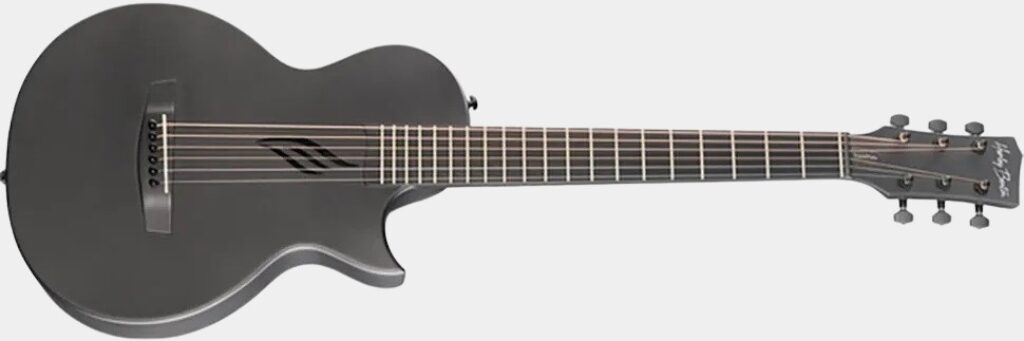 Présentation de face de la guitare électro-acoustique de voyage Harley Benton TravelMate-E