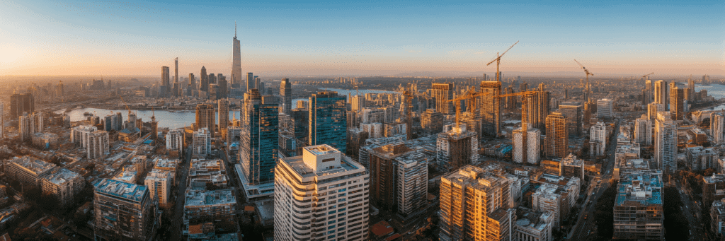 Western Sydney seen from the top at sunset