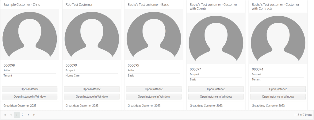 Screenshot of cards using the basic card layout
