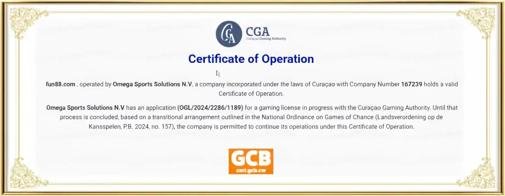 Certificate-of-Curaçao-Fun88