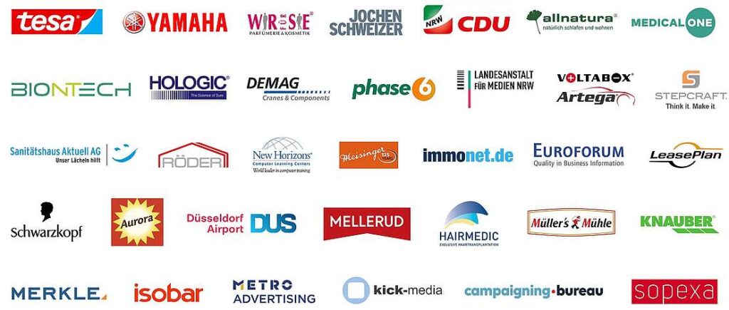 Verschiedene Logos wie zum Beispiel tesa, CDU, YAMAHA oder auch Jochen Schweizer