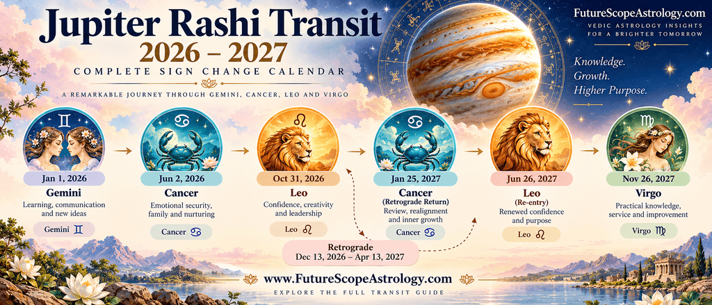Jupiter Rashi Transit 2026–2027: Complete Sign Change Calendar